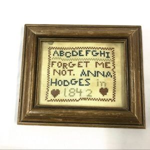 Vintage Framed cross stitch needlepoint sampler
